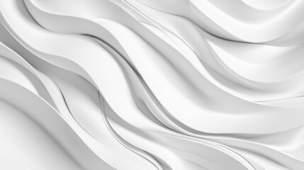 An abstract illustration featuring smooth, flowing white waves creating a sense of elegance and depth. The design is clean and minimalist, ideal for various backgrounds.