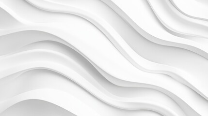 Fototapeta premium A captivating, abstract background featuring smooth, flowing white waves creating an illusion of depth and texture in a minimalist setting.