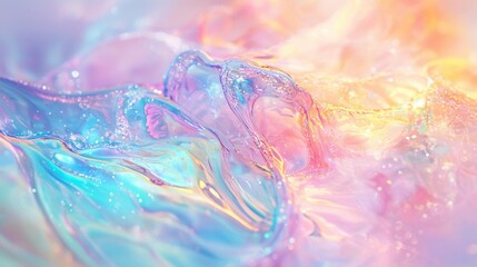 Abstract pastel waves with soft colors and shimmering textures, creating a dreamy and ethereal atmosphere, ideal for backgrounds and artistic projects