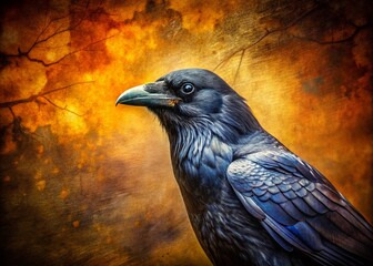 Fototapeta premium Vintage Grunge Raven Background: Dark Moody Texture Stock Photo