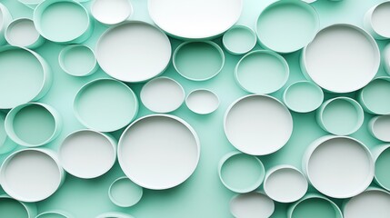 Mint Green Background with White Circles