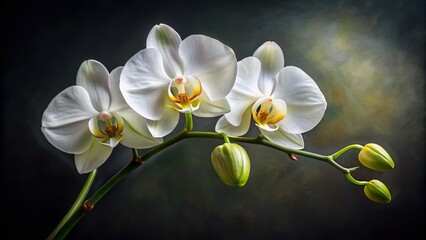 Obraz premium Vintage Oil Painting: White Orchid on Black Background - Elegant Floral Art