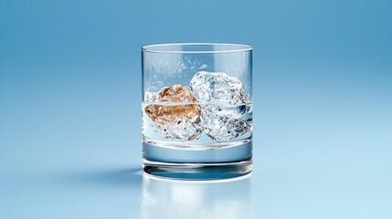 Two ice cubes in a glass of water
