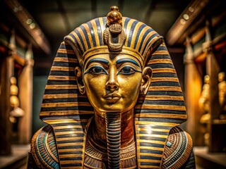 Vintage Photo: Egyptian Pharaoh Mummy Mask - 16th-17th Dynasty Museum Exhibit