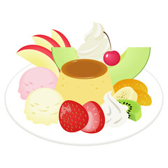 皿盛りプリンアラモード