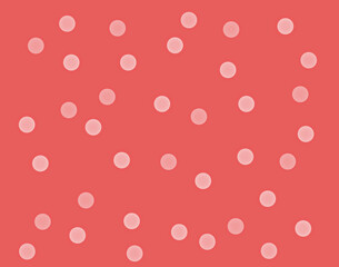 Red polka dots pattern with shadow. Textured and soft background. Abstract background with red and pink colors. Paper for gift and birthday or holidays.