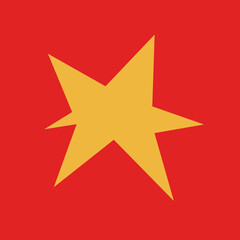 Fototapeta premium Yellow star on orange background. Banner for sales. Space or phylactery on a red background. Gold star and announcement. Abstract illustration.