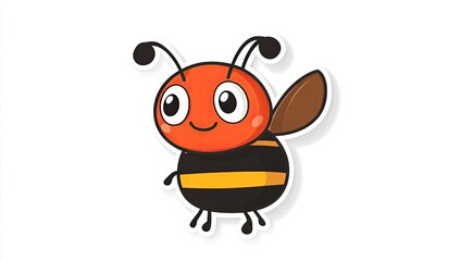 A Cute Cartoon Bee Illustration Featuring Red And Black Colors