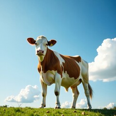 Cow standing tall against sky, cattle, cow, landscape