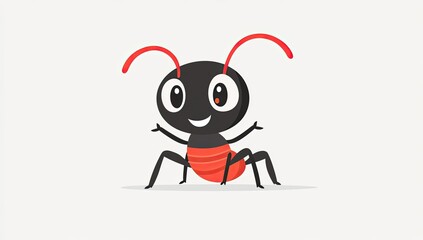 A Happy Cartoon Ant Sitting Cheerfully