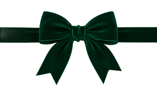 Emerald Green Velvet Bow Ribbon Gift Wrapping Decor Isolated HD