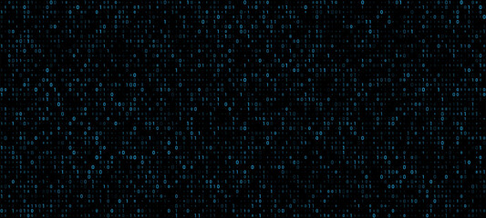 Blue binary code background with numbers on a dark background. severance digital matrix texture. a computer digital screen code vector illustration design.