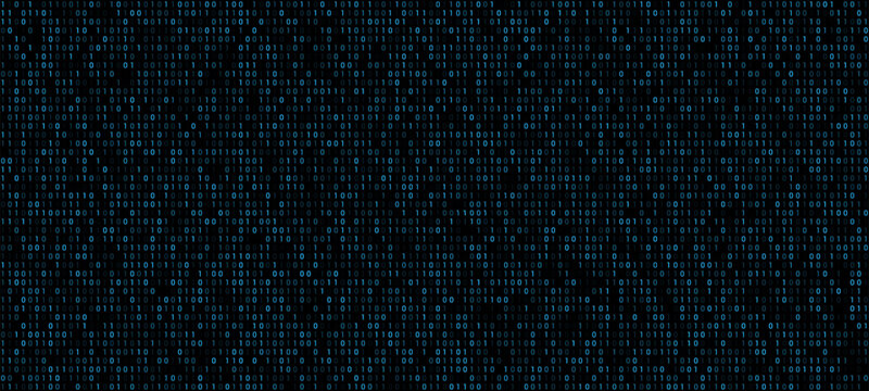Blue binary code background with numbers on a dark background. severance digital matrix texture. a computer digital screen code vector illustration design.