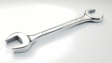 highly detailed polished chrome wrench