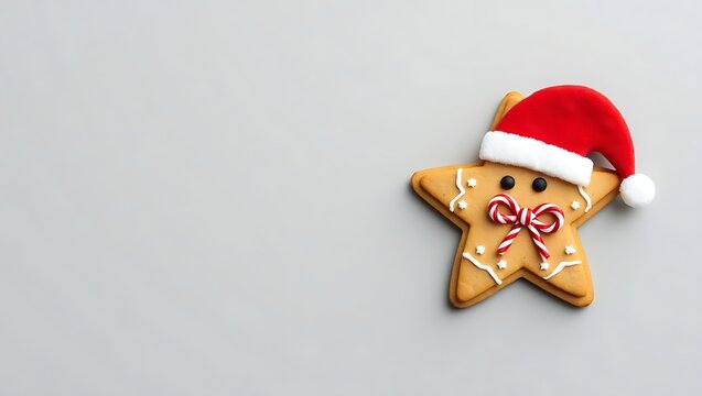 Star-shaped cookie with Santa hat - Sweet holiday cheer - Christmas card design - Powered by Adobe