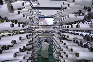 Cotton textile factory equipment is in operation
