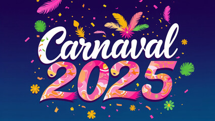 Naklejka premium Ilustração vetorial vibrante de carnaval 2025