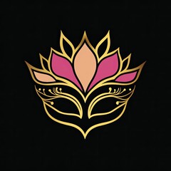 Elegant Lotus Flower Masked Design Gold Pink