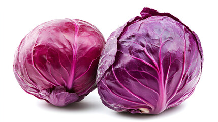 Fototapeta premium close-up view of fresh purple cabbage on isolated white background.ai 