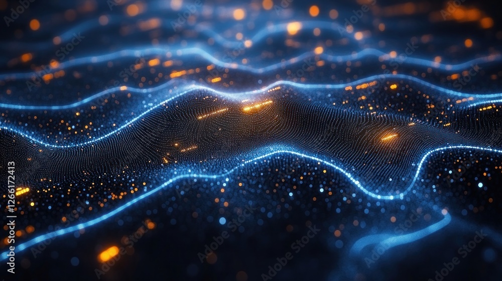 Poster abstract digital wave patterns in a dark space