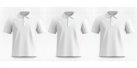 Three Blank White Polo Shirts Mockup Design