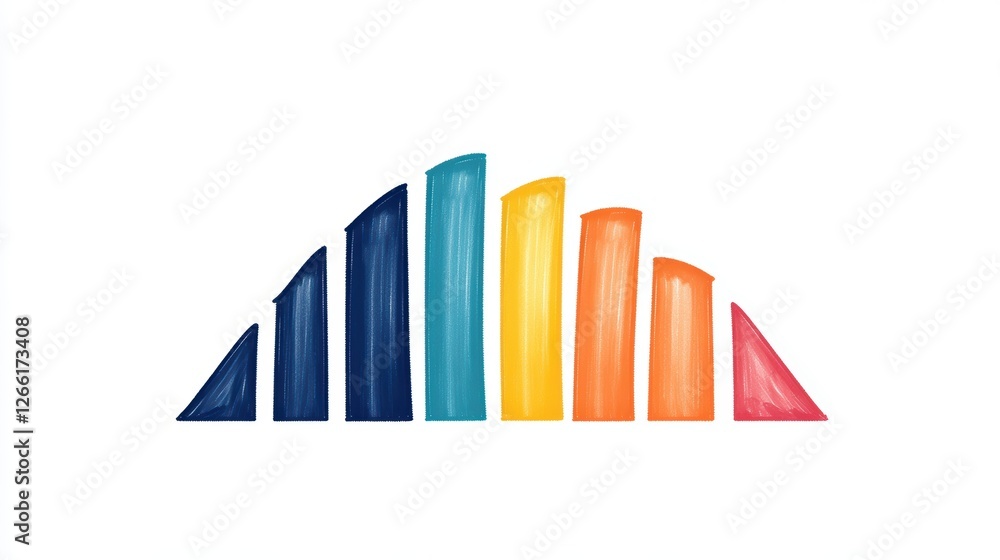 Poster a colorful normal distribution curve graphic featuring bars in ascending order, representing growth 