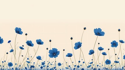 Naklejka premium illustration of blue meadow flowers 
