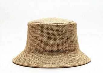 Tan Woven Straw Bucket Hat Fashion Accessory