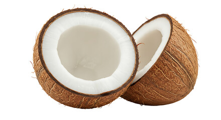 Coconut Halves Fresh Tropical Fruit Close Up Studio Shot