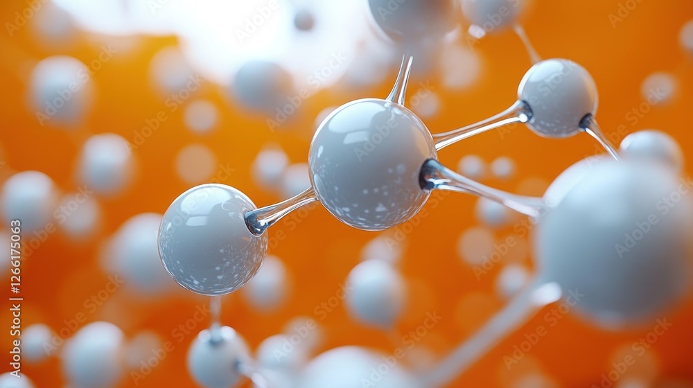 Poster abstract molecular structure in dynamic orange background