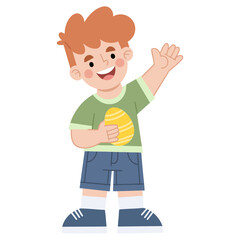 illustration of boy holding easter egg