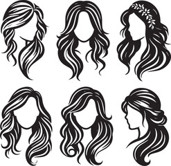 Six diverse female hairstyles.