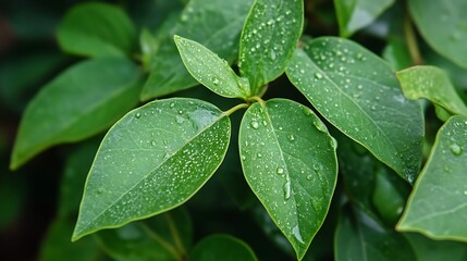 Dew-Kissed Leaves: A Close-Up of Nature's Serenity