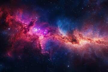 Fototapeta premium Captivating view of a vibrant nebula teeming with colors and cosmic beauty in deep space