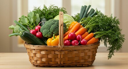 Basket of Fresh Colorful Vegetables
