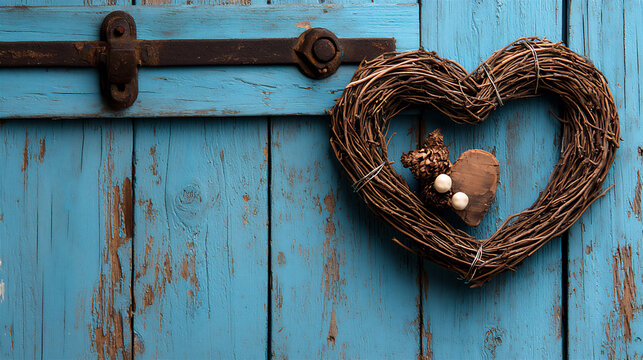 minimalist heart-shaped twig wreath - Powered by Adobe