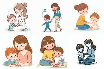 vector illustration of mother and child