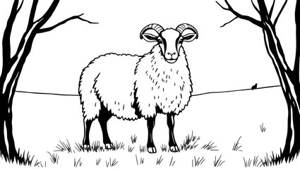 black and white goat pictures for coloring