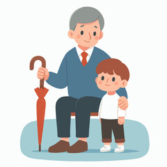 Obraz premium cartoon vector illustration of father with son