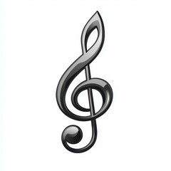 Obraz premium Glossy treble clef music symbol, isolated on white background; for musical scores or websites
