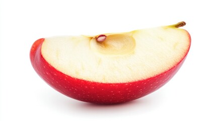 A single red apple slice isolated on white.