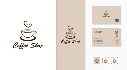 coffee shop logo, cafe logo, Espresso logo, brew logo, including creative and minimalist business card designs