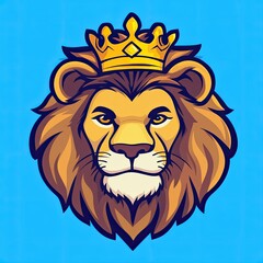 Obraz premium Majestic Lion King Wearing a Golden Crown