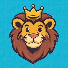 Obraz premium A Cartoon Lion King Wearing A Golden Crown