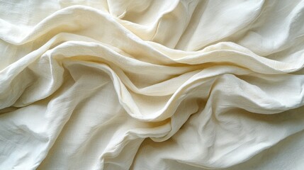 Obraz premium Wrinkled Cream Fabric Texture Backdrop for Fashion, Decorating, Crafts, Design