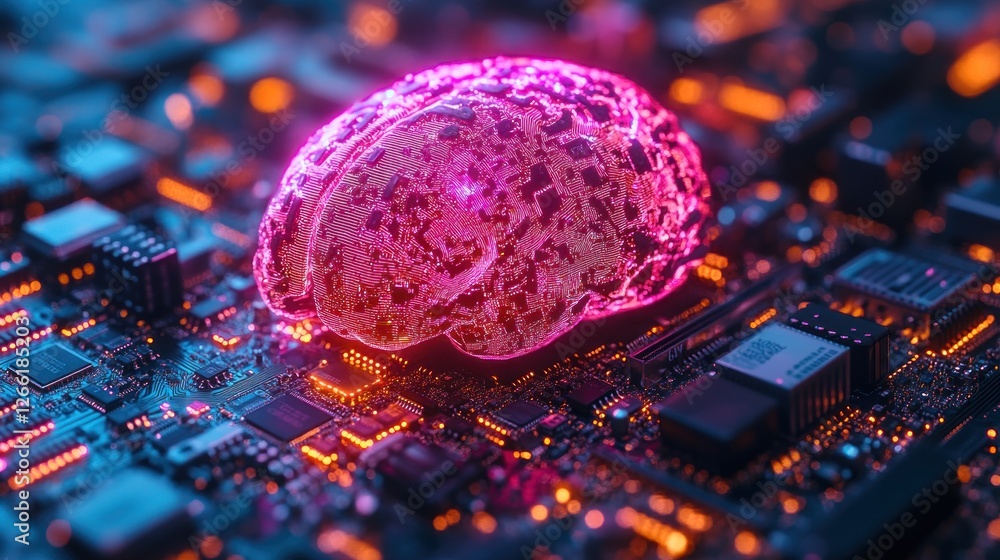 Aufkleber ai brain on circuit board, data processing