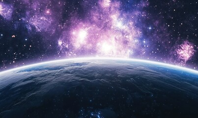 Fototapeta premium A stunning view of Earth from space, surrounded by a vibrant galaxy.