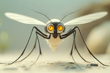 A Cartoon Mosquito Poses For a Close Up Photo