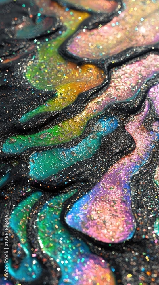 Poster abstract glittering texture with flowing multicolor swirls in a shiny art design