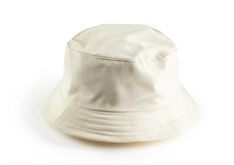 A Plain Off White Bucket Hat Isolated On White